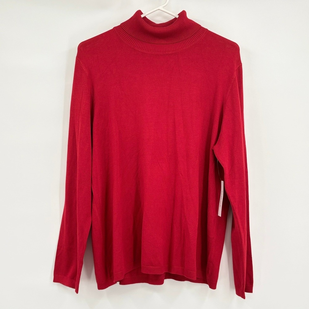 Chicos Ashlan Turtleneck Basic Sweater Razzie Red Size 3 XL 570110372 Knit Top